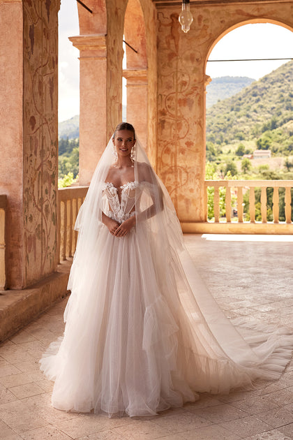 princess wedding dress with veil Extra Long Royal Wedding Veil, Single Tier Raw Edge Bridal Veil One Blushing Bride Custom Wedding Veils
