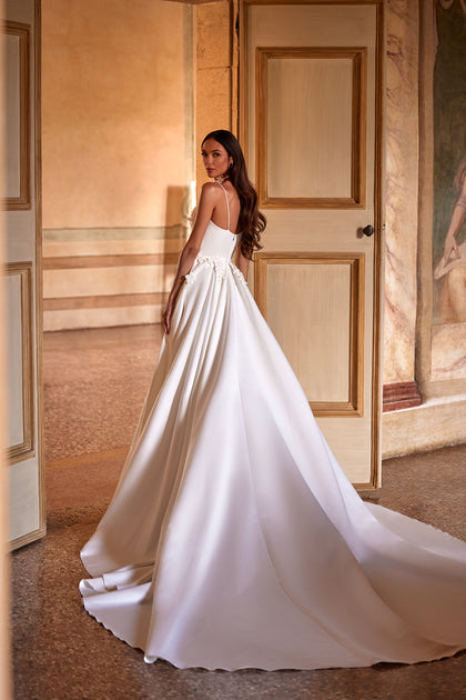 Classic simple wedding dress Seraphine from DAMA Couture (back photo)