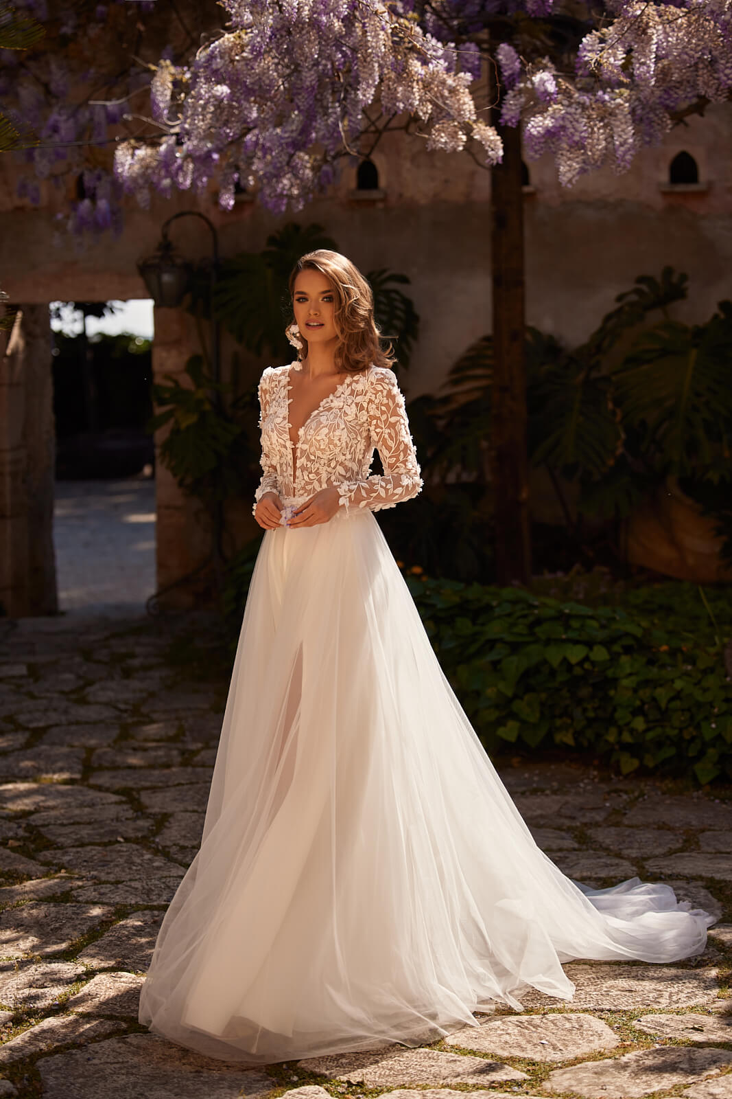 Wedding dress Ida – A-line wedding dress with long sleeves, DAMA Couture.
