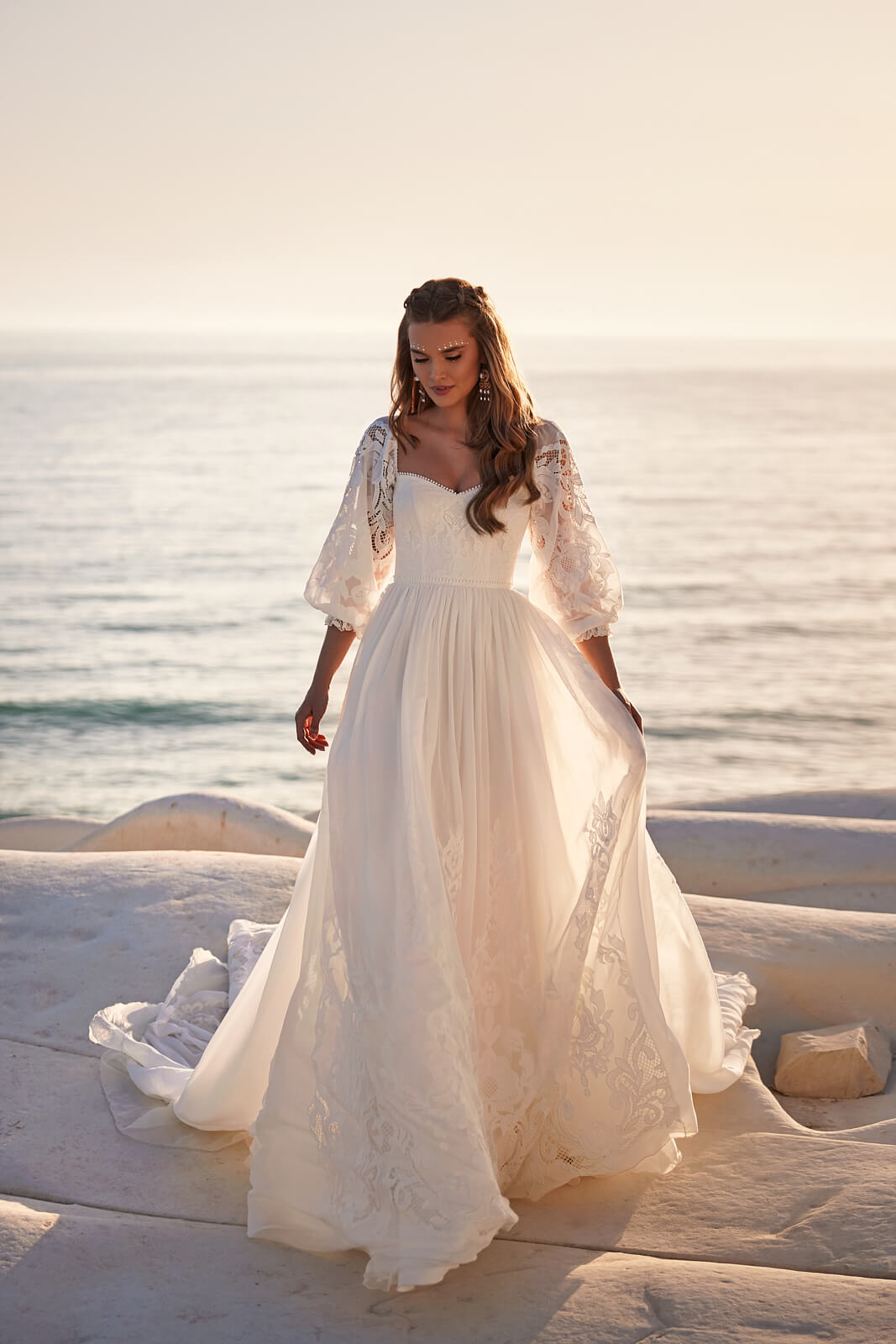 Wedding dress Rania – A-line wedding dress with long sleeves, DAMA Couture.