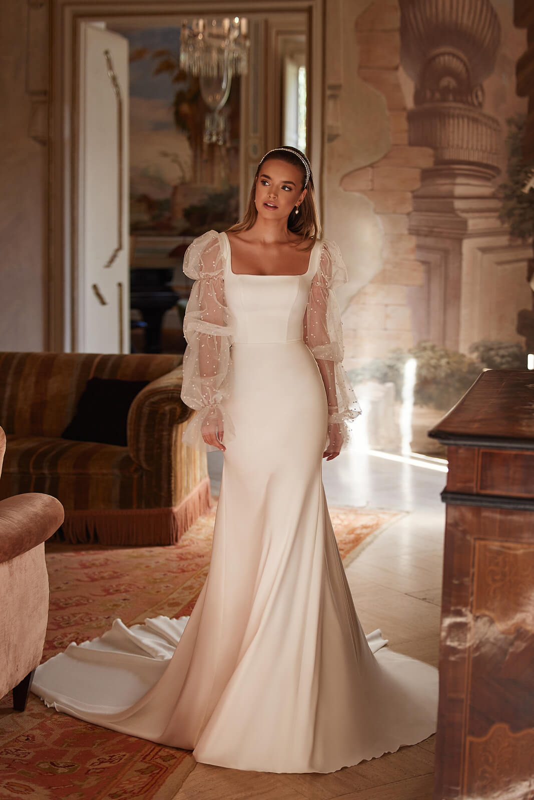 Wedding dress Clara – mermaid wedding dress with long sleeves, DAMA Couture.