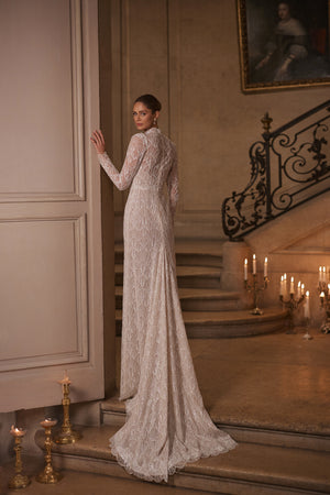 Juniona overskirt - back view with the train.