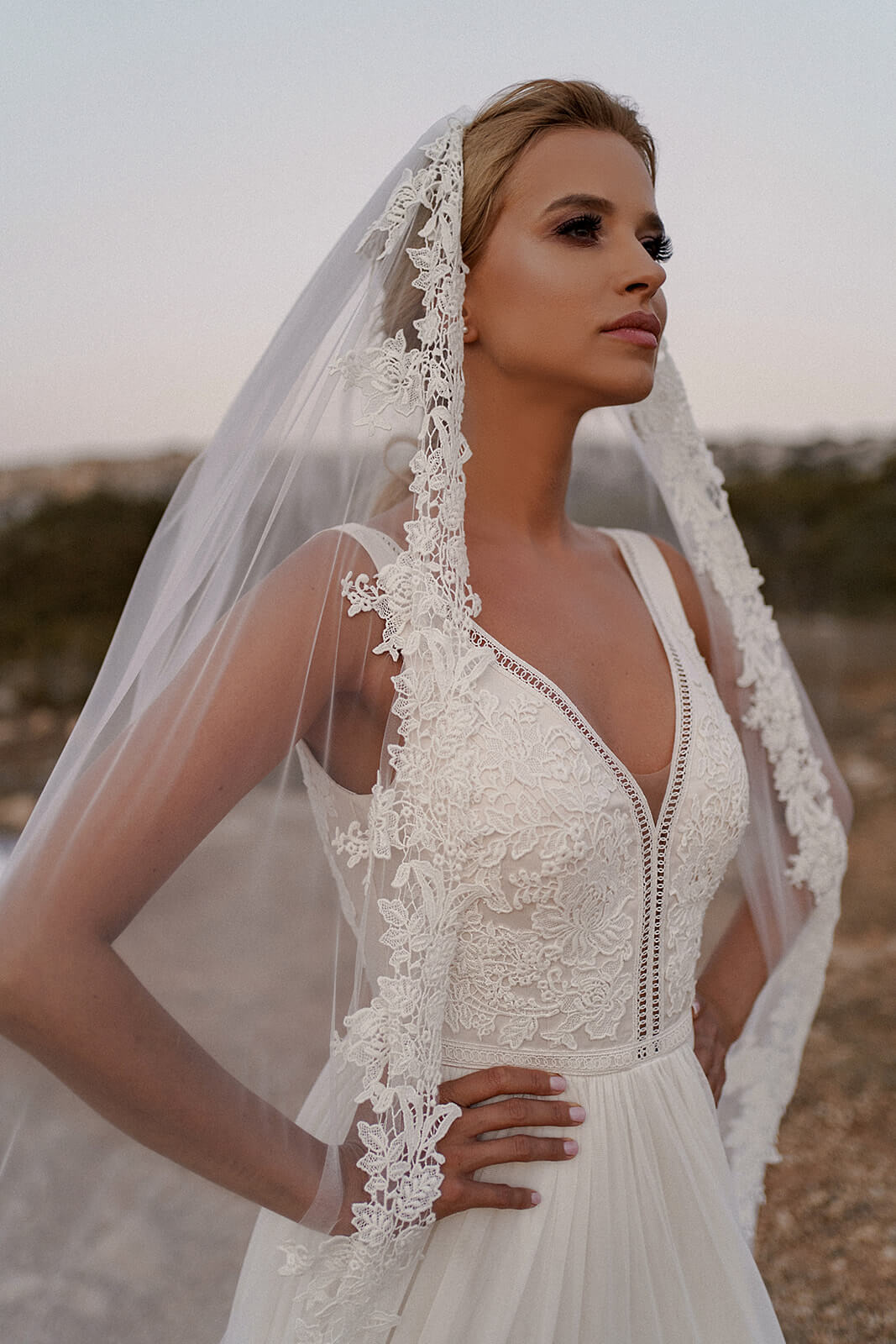 Cathedral veil with lace – cathedral wedding veil by DAMA Couture.