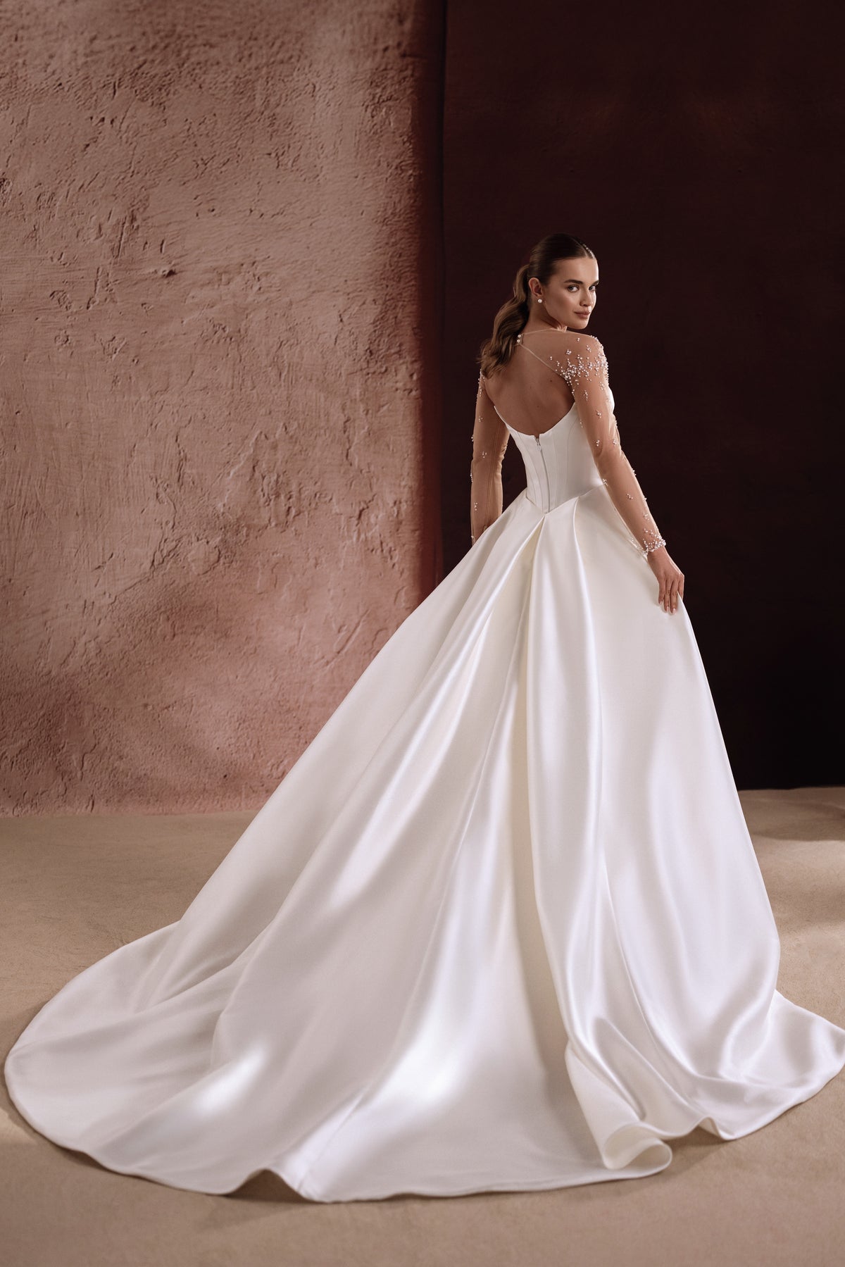 Wedding dress Aylin - pearl illusion sleeves